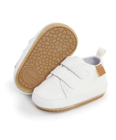 RVROVIC Baby Boys Girls Sneakers Anti-Slip Oxford Loafer Flats Infant Toddler PU Leather Soft Sole Baby Shoes 12-18 Months 3 White