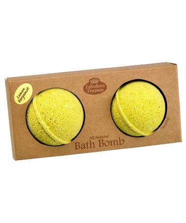 Fabulous Frannie Lemon Bergamot Natural Handmade Bath Bomb Set Rich in Essential Oil Salt Coconut Oil Witch Hazel Fizzies to Moisturize Skin 2 pk 2.5oz each