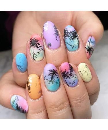 MiaoWu 6pcs Tropical Style Palm Summer Tree 3D Nail Stickers - Coconut Tree Nail Art Decals for DIY Manicure - Buy Online on SooperMarket.com