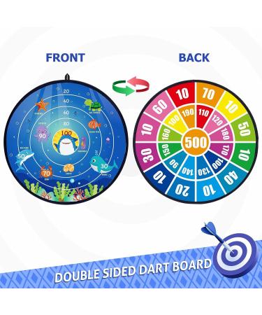 Kids Dart Board Game Set - Large Double Sided 28 with 16 Sticky Balls and 8 Darts | Indoor/Outdoor Party Game Toys | Birthday Gifts for Boys Girls 3-12 Years Blue - Buy Online on SooperMarket.com