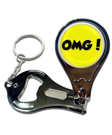 BadgeBeast.co.uk OMG! Oh My God - Key Ring Bottle Opener and Nail Clipper