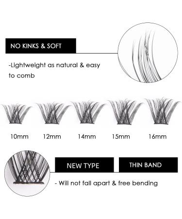 144PCS 3D False Eyelashes D Curl Natural Look Individual Cluster Lashes - Reusable Fluffy Soft DIY Extensions Mix 10-16MM - Buy Online on SooperMarket.com