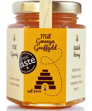 Pure and Natural Honey Single Origin By M l Gwenyn Gruffydd Honey | Local Welsh Wildflower Unpasteurised | 227g Glass Jar | Pure Natural Honey | Raw Welsh Honey | Wildflower Honey