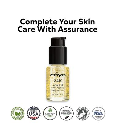RAYA 24K Gold Anti-Aging Serum | Facial Treatment for All Skin Types | Reduces Fine Lines & Wrinkles with Pure 24K Gold - Buy Online on SooperMarket.com