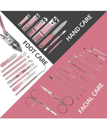 RedFlow 30 in 1 Manicure Set - Professional Nail Clippers & Pedicure Tools Kit - Travel-Friendly - Pink - Buy Online on SooperMarket.com