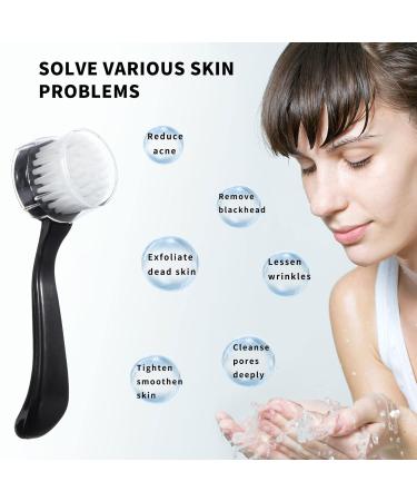 Raploy Soft Bristle Facial Cleansing Brush 3 Pack - Acrylic Handle for Exfoliating and Massage - Black Clear Purple (5.24x1.38) - Buy Online on SooperMarket.com