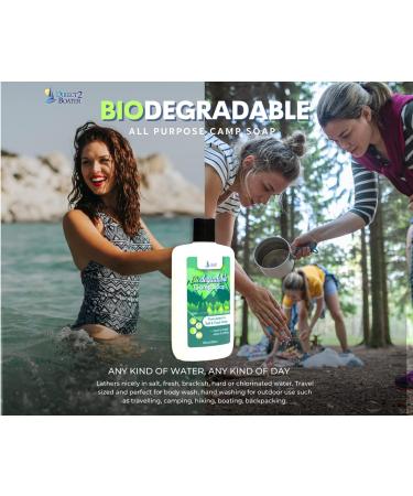 Biodegradable Camp Soap - 8 oz Bottle - Fresh & Salt Water Safe - Unscented Liquid Soap for Hands, Dishes, Clothing - Travel-Friendly & Eco-Friendly - Buy Online on SooperMarket.com
