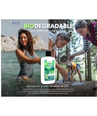 Biodegradable Camp Soap 8 oz (2 Pack) - Fresh & Salt Water Safe - Unscented & Fragrance-Free - Travel Hand, Dish, Clothing, and Laundry Soap - Buy Online on SooperMarket.com