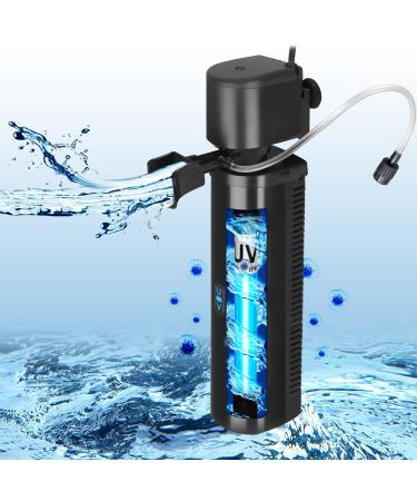 Aquarium U-V Filter Pump for 150-560 liters of pelvis 7W anti algae U-V Small internal filter diving pump 1500L/H crystal clear algae destroyer water pump for sweet and salt water aquariums