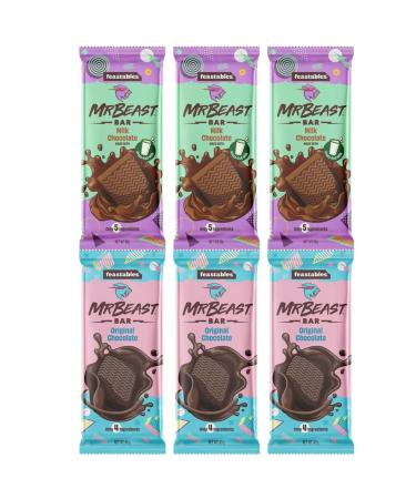 Chocolates Bundle With Feastables Milk Chocolate Bar 60g x3 & Feastables Original Chocolate Bar 60g x3 (6 Pack)