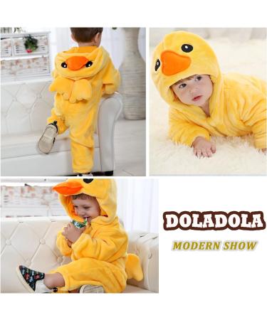 Doladola Unisex Baby Toddler Romper Jumpsuit | Hooded Cartoon Sleepsuit | 24-30 Months | Yellow Duck Design - Buy Online on SooperMarket.com