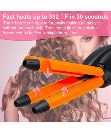 Mini 3 Barrel Curling Iron - 1/2 Inch Beach Waves Wand for Travel | Dual Voltage Ceramic Tourmaline Crimper - Pink - Lightweight & Easy to Use - Buy Online on SooperMarket.com