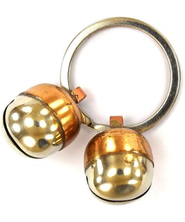 Abdul of Sialkot Extra Loud Pair of Cat & Dog Brass Silver Bells Collar Charm Pet Tracker Acorn Falconry Silver Bottom & Brass Top (Medium)