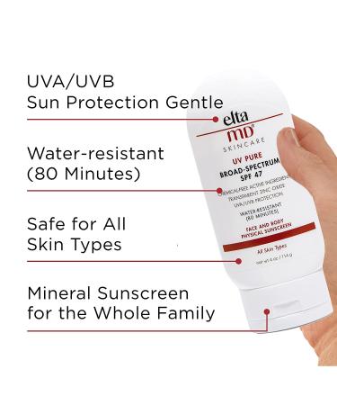 EltaMD UV Pure SPF 47 Kids Sunscreen | Mineral Sunscreen for Kids | Oil-Free & Water Resistant | 4.0 oz Tube - Buy Online on SooperMarket.com