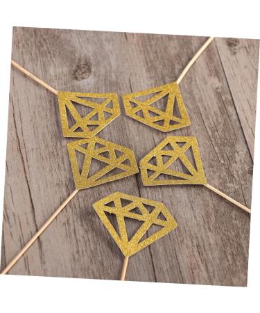 AOKWAWALIY 50pcs Wedding Decoration Diamond Shaped Cupcake Picks Cupcake Diamond Topper Cake Topper Diamond Glitter Diamond Wedding Ceremony Decorations Fruit Happy Birthday Bride Golden medium - Buy Online on SooperMarket.com