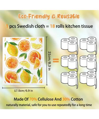 Swedish Dish Cloth 6 Pack Swedish Dishcloths with 4 Clips Absorbent Sponge Cleaning Reusable Biodegradable Paper Towels (6 Pack Fruit) - Buy Online on SooperMarket.com