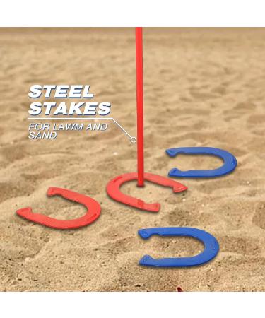 PoPoHoser Heavy Duty Steel Horseshoes Outdoor Game Set - 4 Horse Shoes & 2 Stakes - Fun for Adults and Family in Backyard, Lawn, Beach - Buy Online on SooperMarket.com