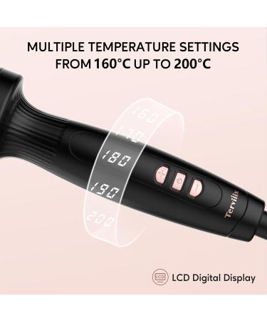 Terviiix 45mm Hot Brush | Ceramic Thermal Tourmaline Ionic Curling Wand with Digital Display | 5 Temperatures Dual Voltage | Black - Buy Online on SooperMarket.com
