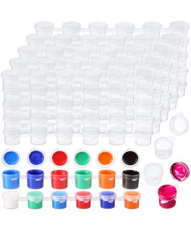 100 Strips 600 Pots Empty Paint Strips Paint Cup Pots Mini Strips Clear Plastic Storage Containers Art Painting Craft Supplies for Classrooms Schools Paintings Art Festivals (3 ml/ 0.1 oz)