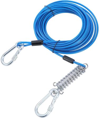 TOPWAY Dog Tie Out Cable and Stake 10m/33ft Dog Leash with Shock Absorbing Spring 42cm Spiral Ground Spike Stake Dog Chain for Yard Outdoor Camping Blue + Red - Buy Online on SooperMarket.com