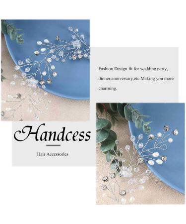 Handcess Bride Wedding Crystal Hair Vine Pearl Silver Headpiece Rhinestone Bridal Hair Accessories for Women and Girls (Silver) - Buy Online on SooperMarket.com