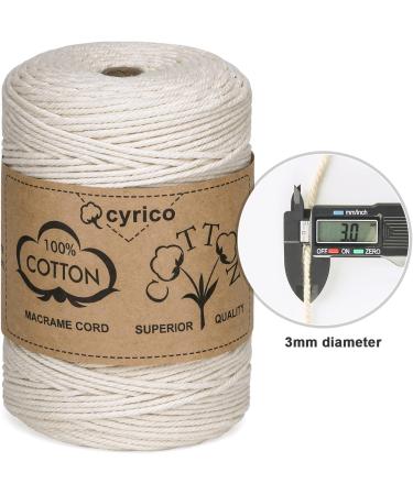 3mm x 300 Yards Natural Cotton Macrame Cord - Twisted Rope for Wall Hanging, Plant Hangers, Gift Wrapping - Wedding Decor Supplies - 300yd (Natural) - Buy Online on SooperMarket.com