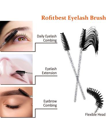 Rofitbest Disposable Crystal Eye Brush - 50pcs Black Mascara & Eyelash Applicator Sticks for Perfect Eye Makeup - Buy Online on SooperMarket.com