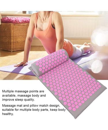 Acupuncture Massage Yoga Mat & Pillow Set for Back Neck & Sciatic Nerve Pain - Light Gray Pink Buckle - Buy Online on SooperMarket.com