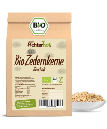 Cedar nuclei peeled organic 250g |Pounded entire cedar nuts in organic quality |Intensive nutty taste |Ideal as a snack or for adding in smoothies pestos salads |From the Achterhof 250 g (1 Pack)