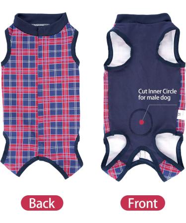 Heywean Dog Recovery Suit - Post-Op Wound Protection & Medical Shirt for Dogs | XXXL Marine Plaid - Buy Online on SooperMarket.com