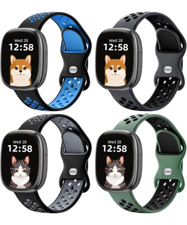 Maledan 4 Pack Sport Band for Fitbit Versa 3/Sense, Soft Replacement Wristband Set for Men and Women - Black Navy/Coal Black/Black Gray/Black Pine - Size L 7.1 - 8 - Buy Online on SooperMarket.com