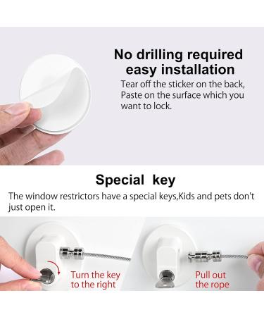 Sunallwell Window Safety Locks - Pack of 4 Childproof Window Restrictors with Key for UPVC, Fridge, Cupboard - No Drilling Required - Buy Online on SooperMarket.com