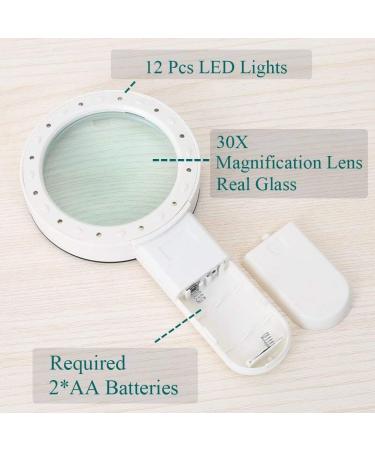Mity rain 30X Magnifying Glass with LED Light - High Power Handheld Lighted Magnifier with Large Double Glass Lens Led Magnifiers - Buy Online on SooperMarket.com
