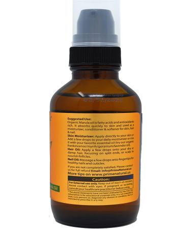 Organic Marula Oil 4oz/120ml - USDA Certified - Cold Pressed, Unrefined, Virgin - 100% Pure Natural Vegan - for Face, Body, Hair, Nails - Skin Care Essential - Buy Online on SooperMarket.com