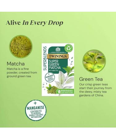Twinings Superblends Matcha Green Tea - 20 Teabags | Energizing and Antioxidant-Rich Blend - Buy Online on SooperMarket.com
