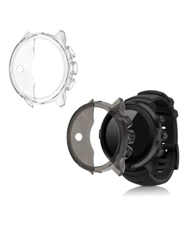 kwmobile 2-Pack Fitness Tracker Frame Compatible with Suunto 9/9 Baro/Spartan Sport Wrist HR - Case Sport Tracker TPU Silicone Cover - Transparent/Black/Transparent transparent / black / transparent