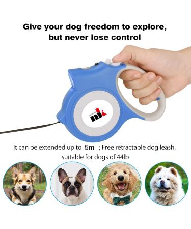 Makife Retractable Dog Leash 5m for Large & Medium Dogs | Includes Flashlight & 15 Dog Droppings Bags - Ideal for Easy Walks - Buy Online on SooperMarket.com