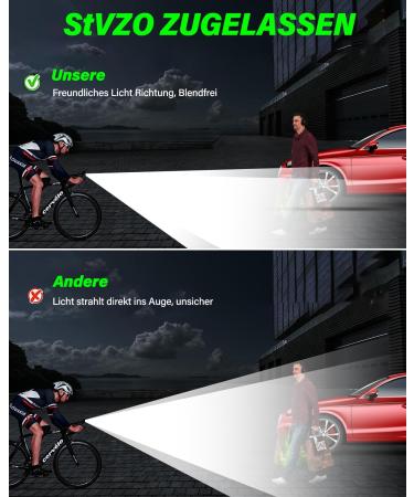 LED Bike Lighting Set - USB Rechargeable Waterproof Bicycle Lights for Kids & Adults - StVZO Approved Front & Rear Lamps - Buy Online on SooperMarket.com