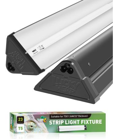 LUCKY HERP T5 Reptile Light Fixture Combo Kit 24W 30% UVA+10% UVB Light Reptile Kit(Up to 200%) 100-250V UVA UVB Reptile Light for Amphibian Tortoise Lizard Bearded Dragon 24.0 Watts