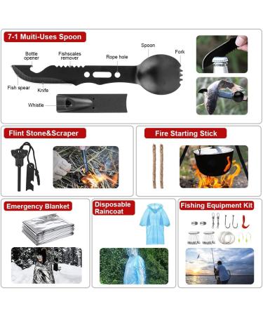 222 PCS Emergency Survival Gear First Aid Kit with Molle Bag - Outdoor Camping, Hunting, Hiking, Fishing - Gifts for Men Women - Buy Online on SooperMarket.com