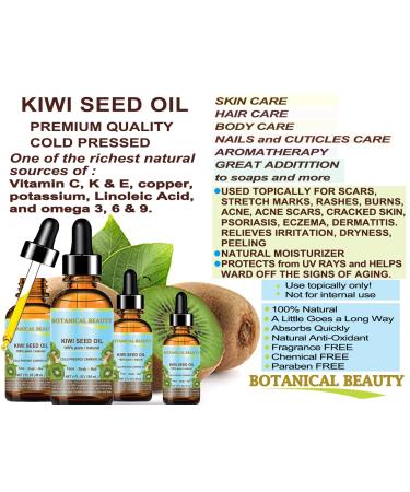 Kiwi Seed Oil - 100% Pure Virgin Cold Pressed Carrier Oil for Face, Skin, Body, Hair, Nails - 2 fl.oz (60ml) by Botanical Beauty - Buy Online on SooperMarket.com