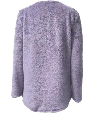 AMhomely Women's Plus Size Teddy Fleece Hooded Jumper - Purple, M | Soft Double Fleece Casual Hoodies with Pocket, V Neck Sweatshirt for Winter Lounge Wear - Buy Online on SooperMarket.com
