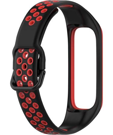 Two-Toned Silicone Wristband for Samsung Galaxy Fit 2 | Red Breathable Bracelet Strap for SM-R220 Fitness Smartwatch - Buy Online on SooperMarket.com