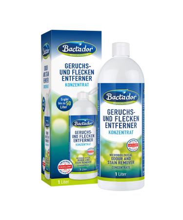 Bactador enzyme cleaner - odor remover & stain remover concentrate 1l - microbiological odor neutralizer - pore depth cleaning in household and animal husbandry - Dog urine remover 1 l (1 Pack)