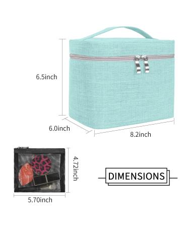 Large Aqua Green Makeup Bag Organizer - Travel Cosmetic Case with Mesh Brush Holder - Buy Online on SooperMarket.com