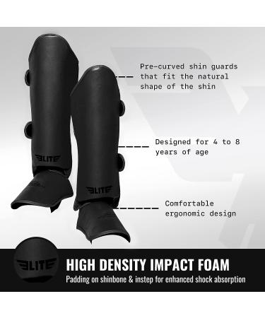 Elite Sports Muay Thai MMA Kickboxing Boys and Girls Shin Guards for Age 4 to 8 Years  Instep Guard Sparring Protective Leg Shin Kick Pads for Kids Black - Buy Online on SooperMarket.com