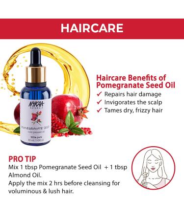 Nykaa Naturals 100% Pure Cold Pressed Pomegranate Seed Oil - Face & Body Oil for Improved Skin Texture Hair Oil for Damaged Hair (1.01 oz) - Shop Internationally - Buy Online on SooperMarket.com