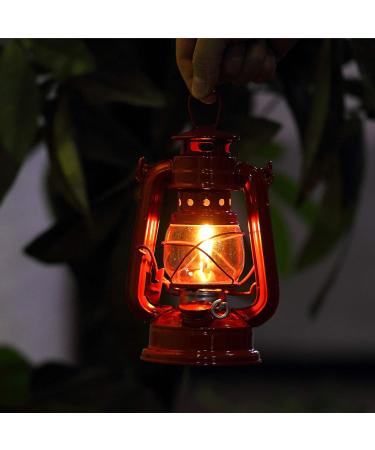 8 Inch Small Red Kerosene Hurricane Lantern Set - Perfect for Christmas Decor, Camping, and Emergency Use (4-Pack) - Buy Online on SooperMarket.com