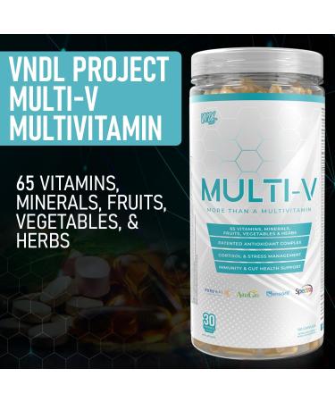 VNDL Project Multi-V Multivitamin For Men & Women - 65 Vitamins Minerals Fruits Vegetables & Herbs - Supports Gut Health Cortisol Manager & Antioxidant Complex - 30 Serving Bottle/150 Capsules Multi-V (150 Capsules) - Buy Online on SooperMarket.com