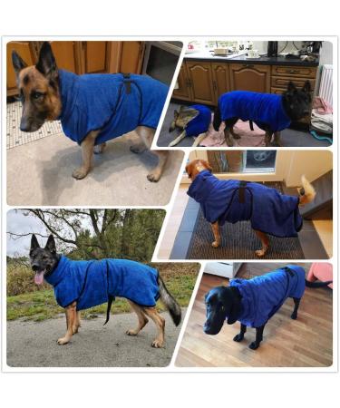 Happy Hachi Microfiber Dog Bathrobe - Super Absorbent & Fast Drying Towel for Small Medium & Large Dogs & Cats - Washable Beach Towel (Blue L) - Buy Online on SooperMarket.com